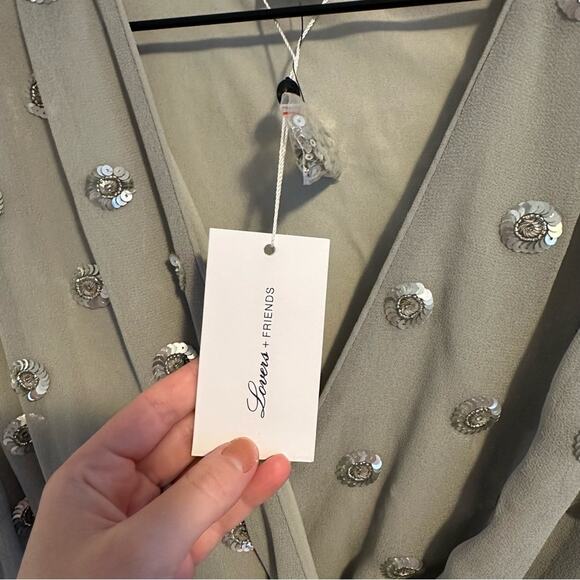 NWT REVOLVE Lovers + Friends Gray Sparkle Polka Dot Mini Dress Large - Picture 12 of 13